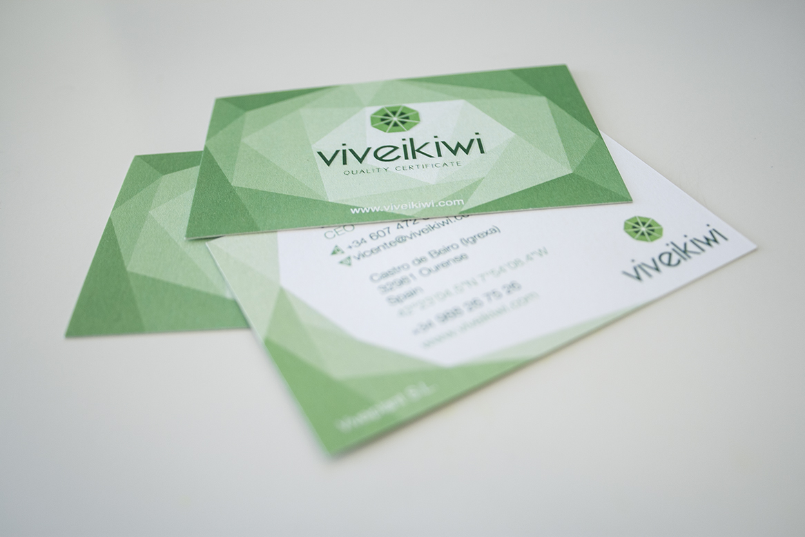 Diseño tarjetas de visita y logo viveikiwi