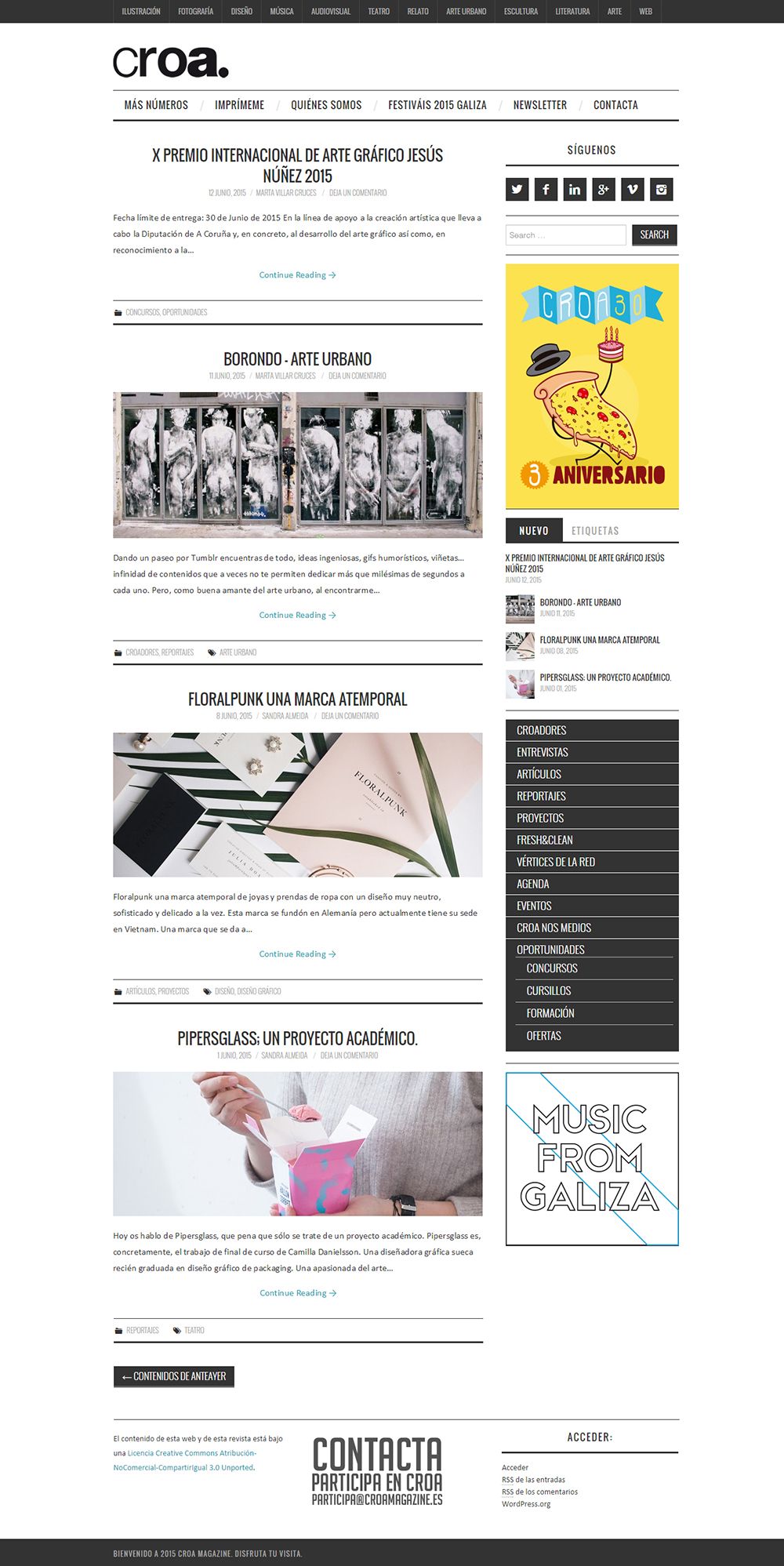 Diseño web blog revista croamagazine vigo